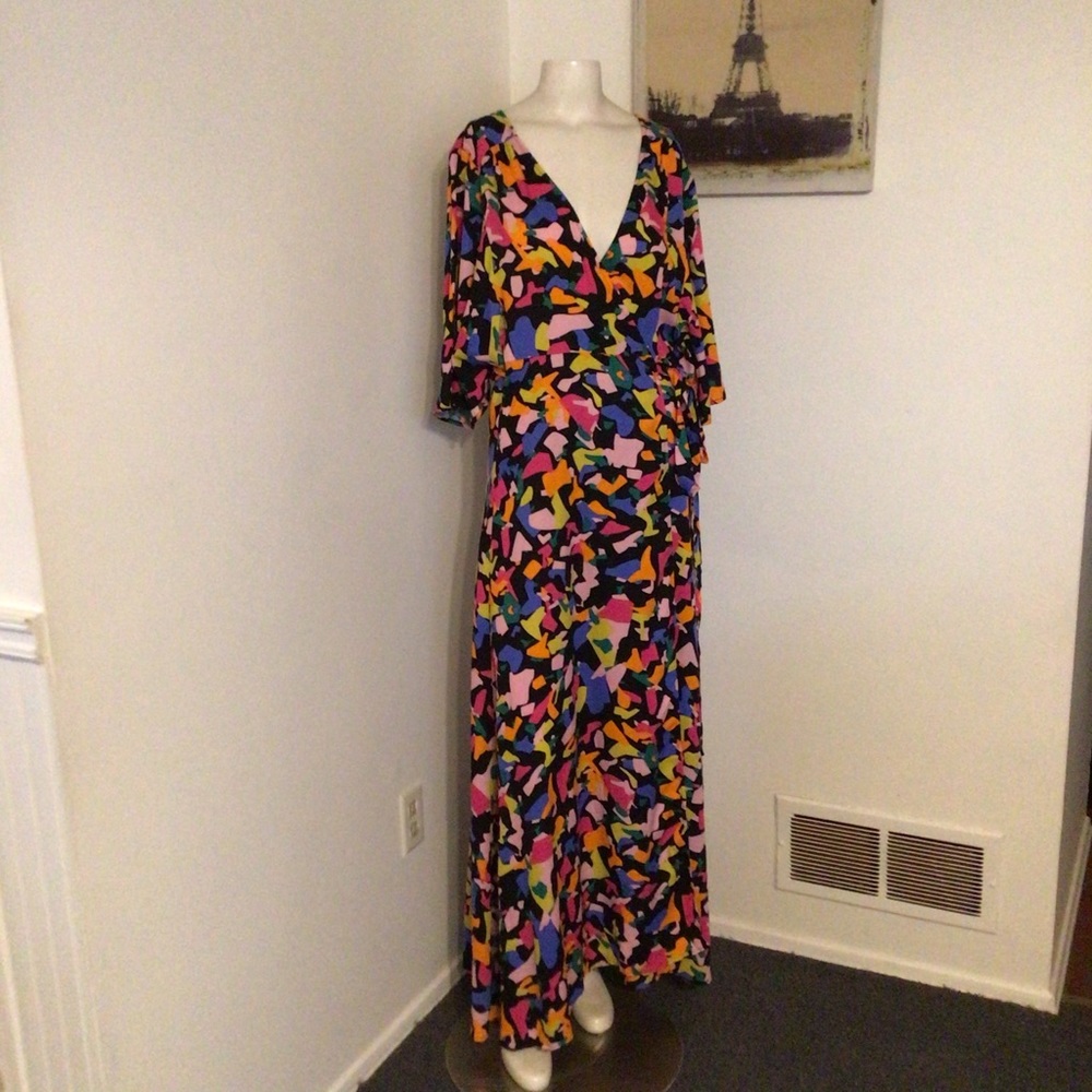 Traffic People Colorful Print Wrap Maxi Dress S